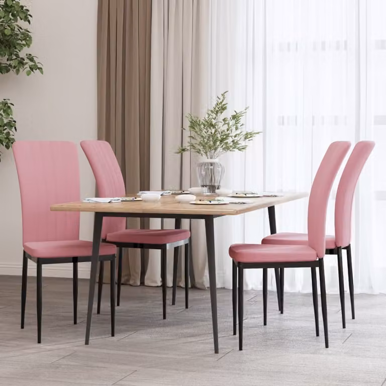 The Living Store sedie da pranzo 4 pz. Velluto rosa