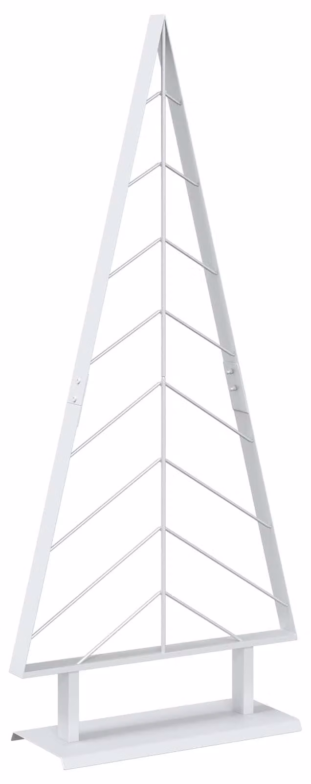 Albero di Natale in metallo con supporto, modello KUOPIO, 125 cm, acciaio, colore bianco