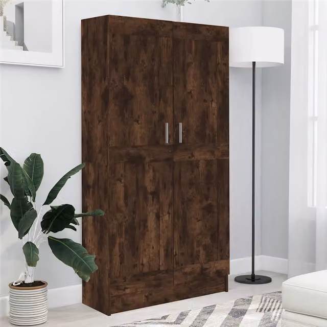 Libreria a parete MERCATOXL in legno multistrato Rovere Fumo, L: 82,5 cm, P: 30,5 cm, H: 150 cm