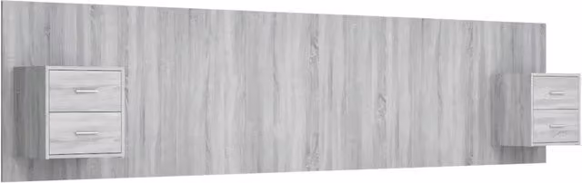 Testiera | Testata Letto con Comodini in Legno Multistrato Grigio Sonoma