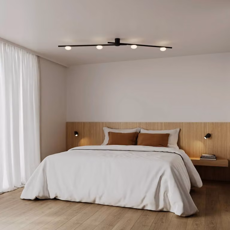 Wever & Ducré Lighting Plafoniera soffitto Perlez Spin 1.0, dimmerabile, Nero, Soggiorno / Sala da pranzo, Alluminio, Moderno, Plafoniera