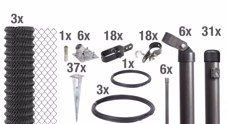 Alberts 630850 Recinzione in rete metallica, set completo, con boccola da infilare nel terreno, antracite metallizzato, altezza 175 cm, lunghezza 75 m