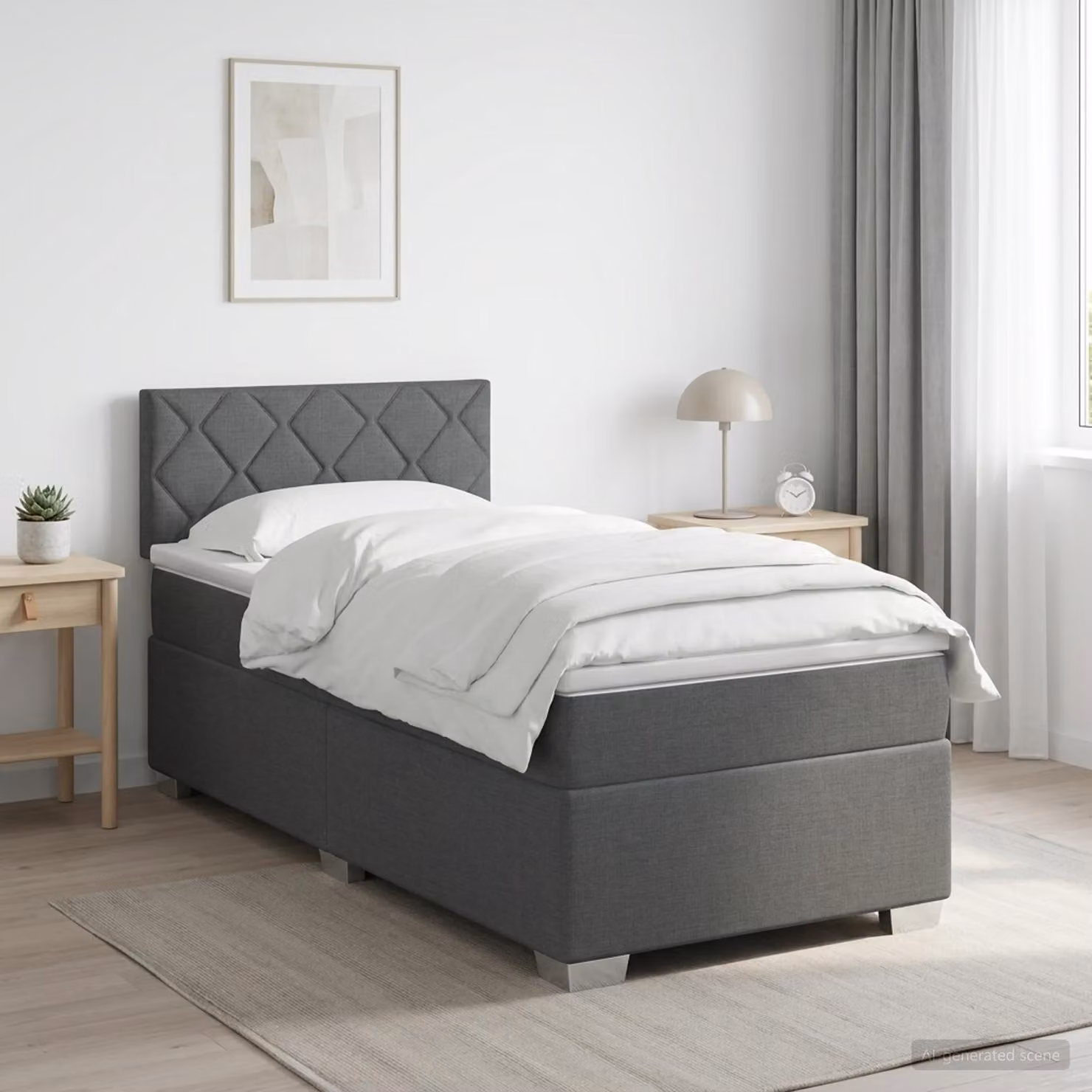 Maison Exclusive - Letto boxspring con materasso grigio scuro 90 x 190 cm Tessuto