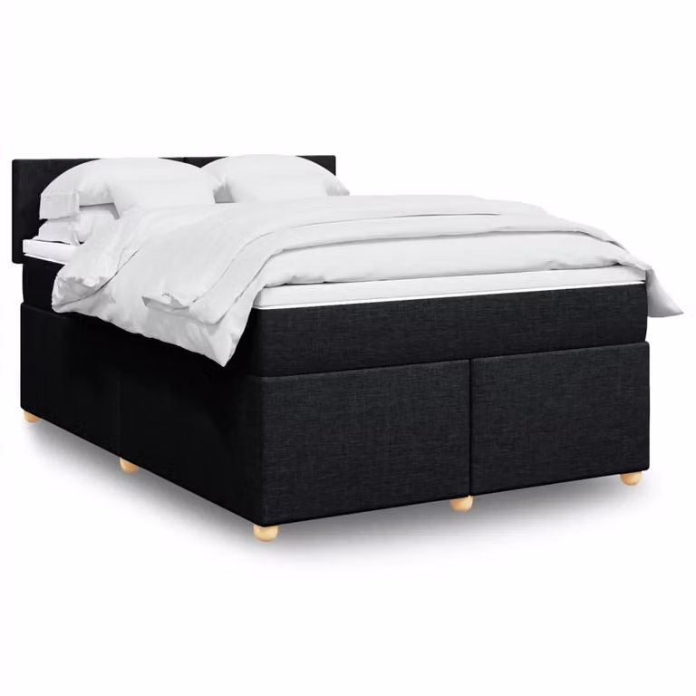vidaXL Giroletto a Molle con Materasso Nero in Tessuto L/P/H: 140 x 190 cm