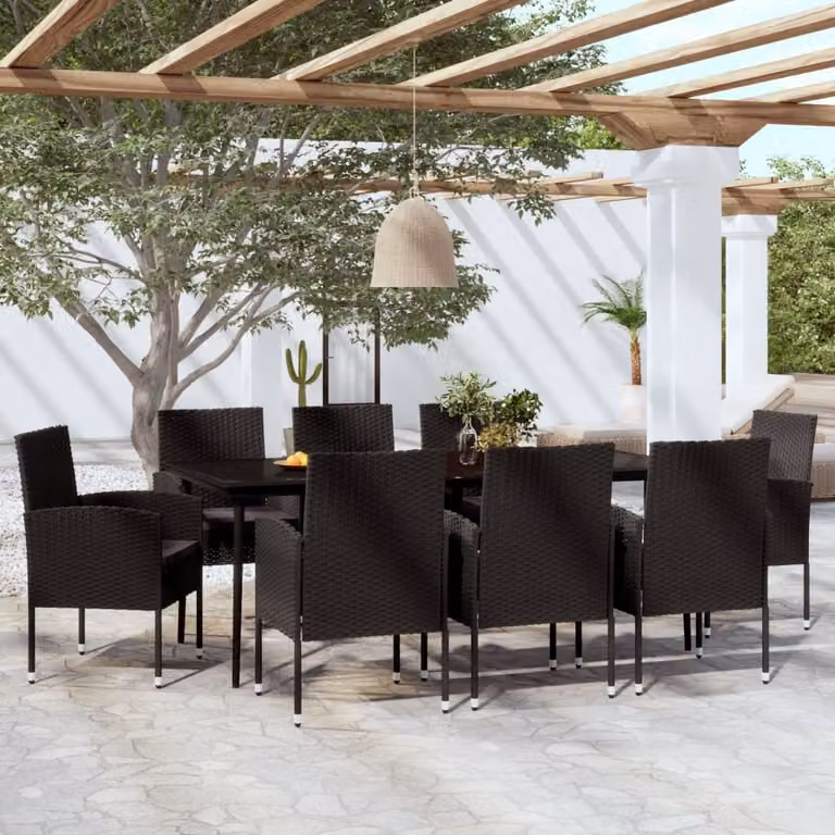 Maison Exclusive - Set da pranzo da giardino 9 pezzi nero
