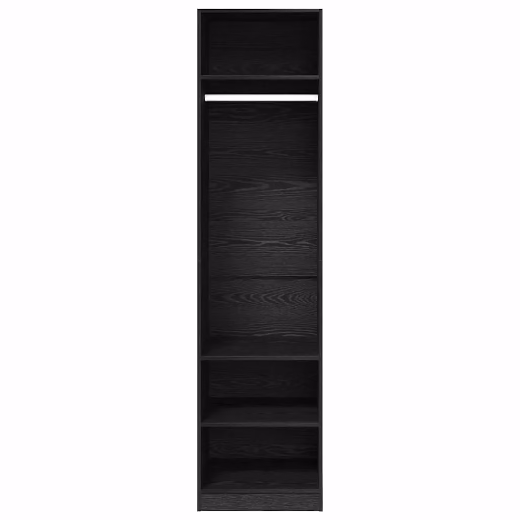 Armadio moderno minimalista HELLOSHOP26 in legno composito rovere nero opaco con ripiani e appendiabiti L/P/H: 50 x 50 x 200 cm – 2