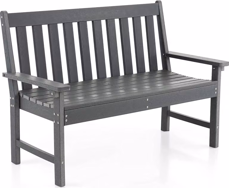 Panca da giardino COSTWAY resistente alle intemperie, panca a 2 posti, portata fino a 320 kg, panca da parco per tutte le stagioni in HDPE, panca da terrazza per giardino, balcone e terrazzo, 132 x 65 x 91 cm