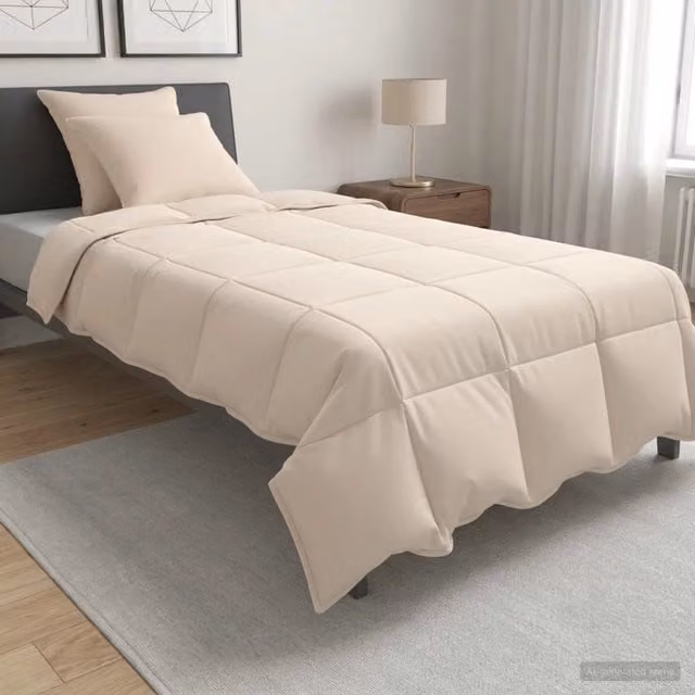 Set di 2 piumoni vidaXL per tutte le stagioni in beige, con fibra di cotone e kapok, L 140 x P 220 cm – 1
