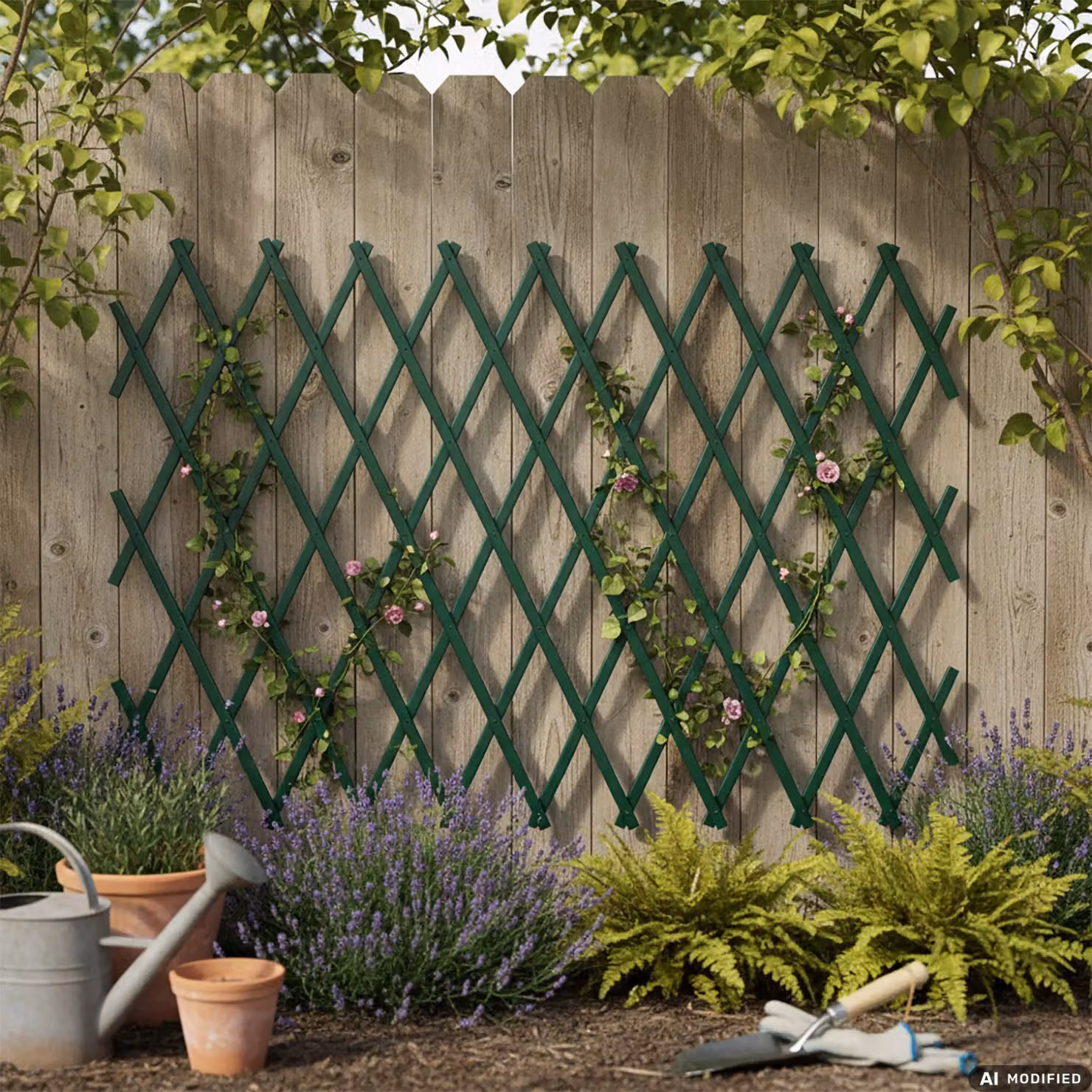Staccionata estensibile Vestiamo Casa Giardino in PVC verde, H: 90 cm, L: 180 cm – 2