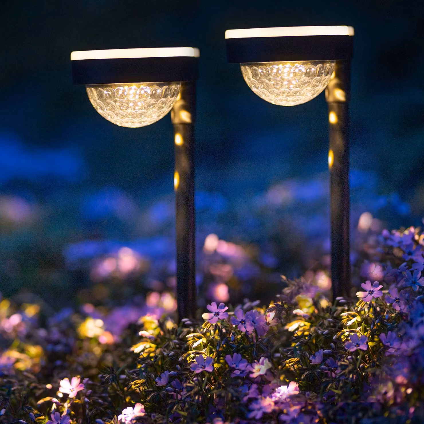 LUMILED set di 2 lampade solari per giardino esterno, effetti luminosi fantasiosi, bianco caldo 3000K, IP44 resistente agli spruzzi, 600 mAh batteria ricaricabile luce solare 8h tempo di illuminazione deco patio sentiero terrazza