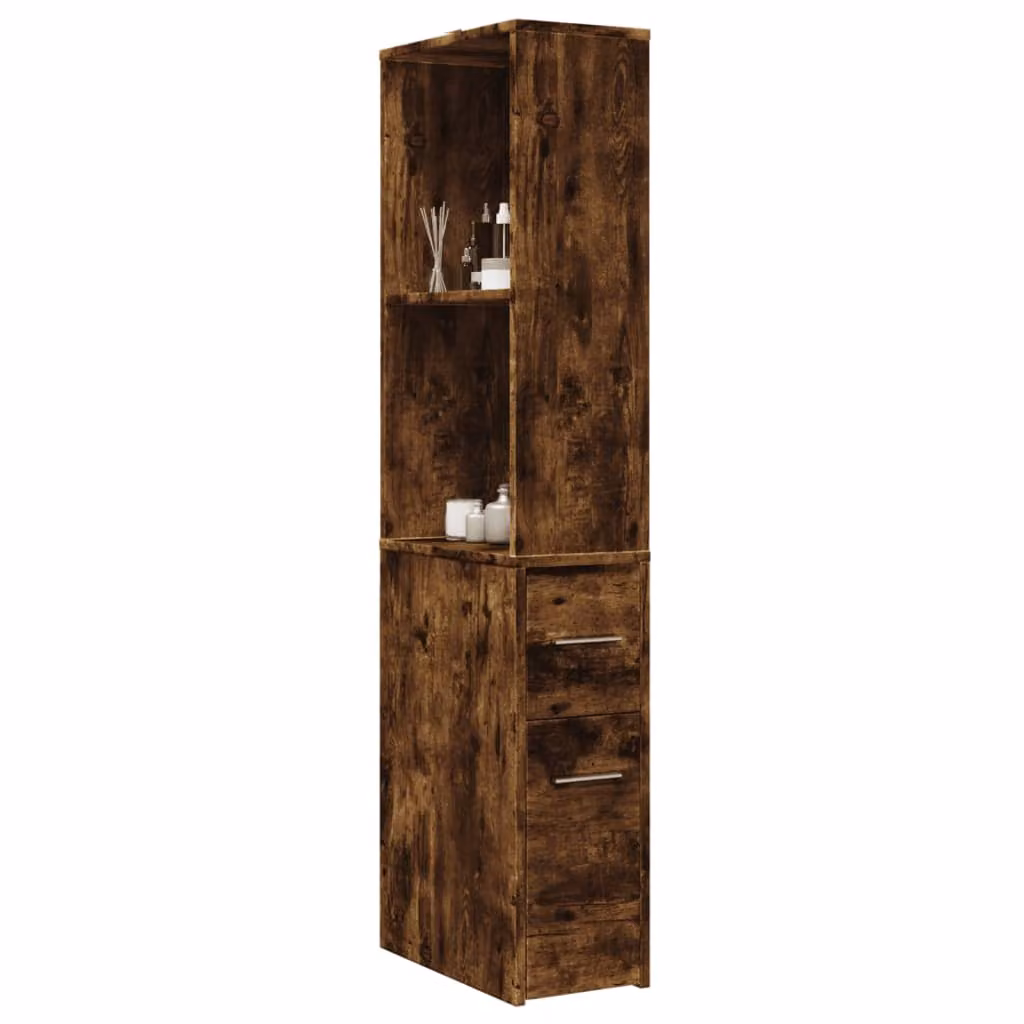 Armadietto da bagno stretto con ruote vidaXL in MDF colore marrone