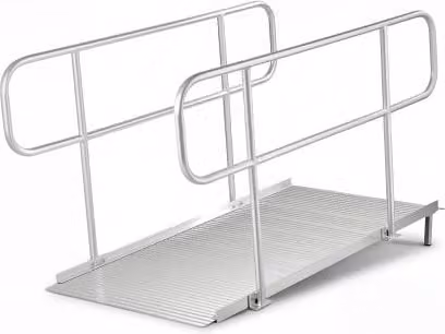 Rampa per sedia a rotelle VEVOR in alluminio con corrimano, colore argento, L: 180 cm, P: 83 cm