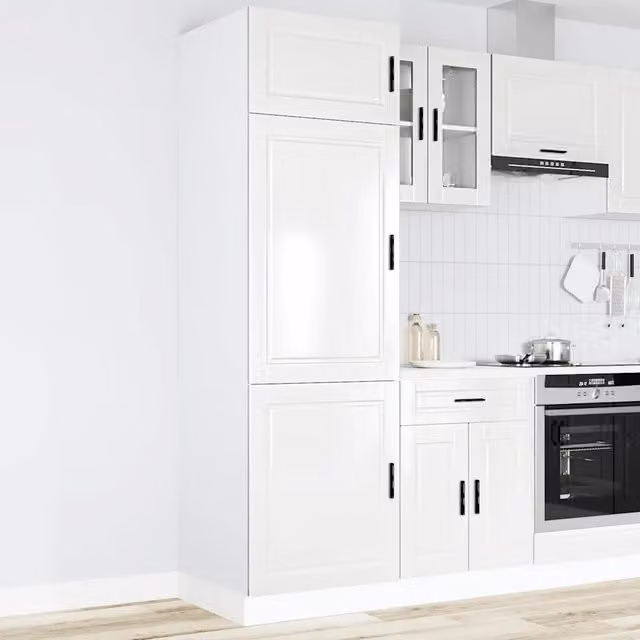 Armadio da Cucina-Credenza da Cucina Porto Bianco Lucido in Legno Multistrato