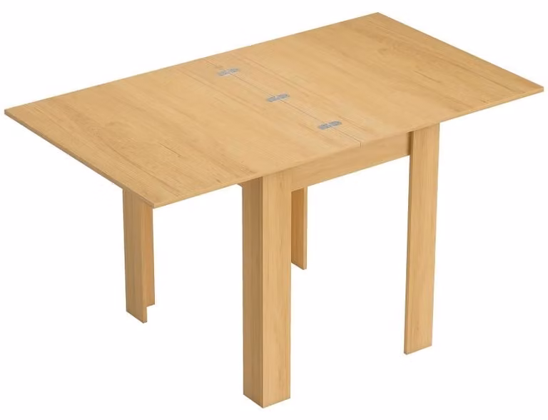 Tavolo allungabile Moonbite, dimensioni 70/140 x 80 cm, tavolo da pranzo pieghevole per 4-6 persone, finitura effetto legno con piedini in feltro, realizzato in pannello di particelle di legno e legno naturale