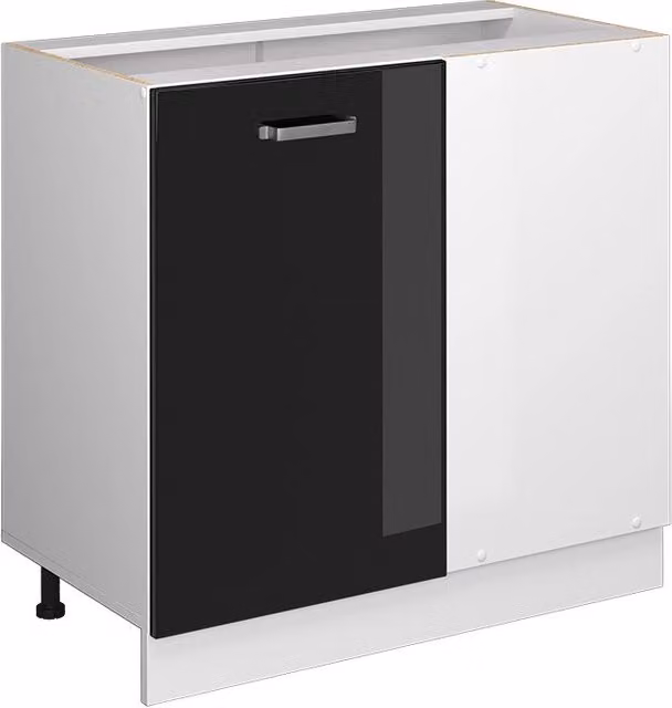 Mobile ad angolo cucina R-Line Vicco Nero lucido/Bianco L: 86 cm – 1