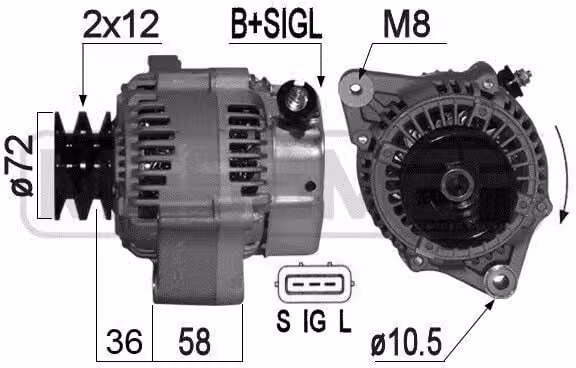 ERA 209250A Alternatore 70 A 14 V per TOYOTA LAND CRUISER 90 (J9), LAND CRUISER (PZJ7, KZJ7, HZJ7, BJ7, LJ7, RJ7) e 4 Runner (N1)