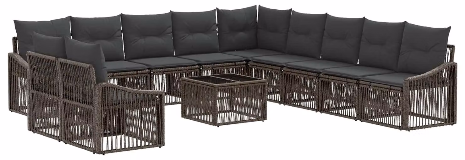 Set Divano da Giardino 12 pcs Grigio polyrattan