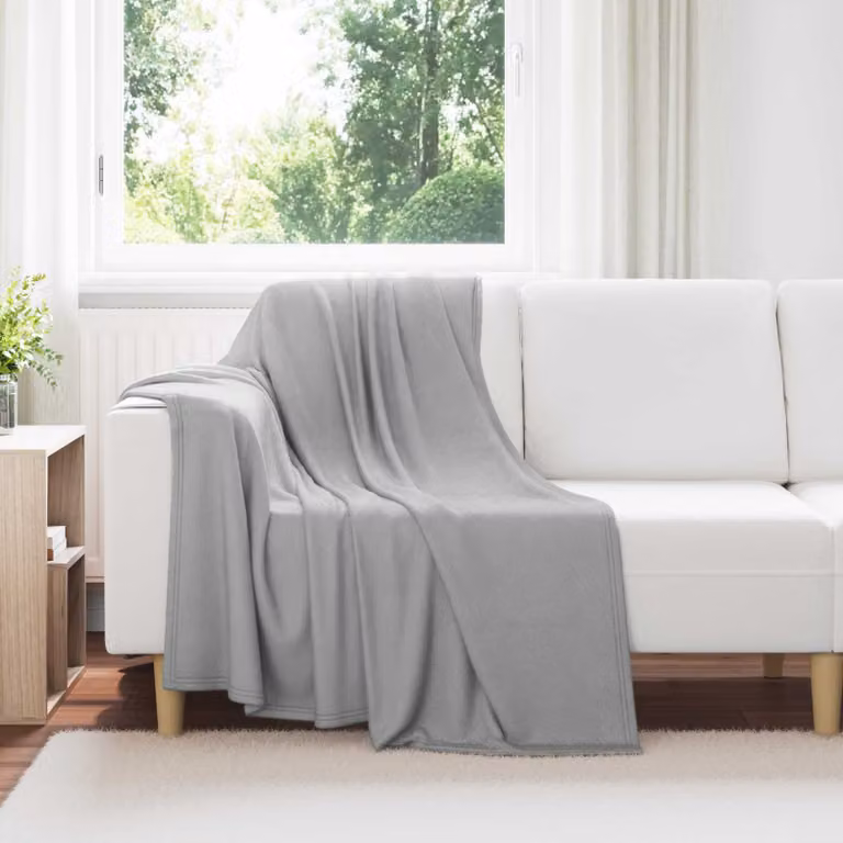 Set di 24 coperte in pile vidaXL grigie, morbide e lavabili, L 170 cm x P 130 cm