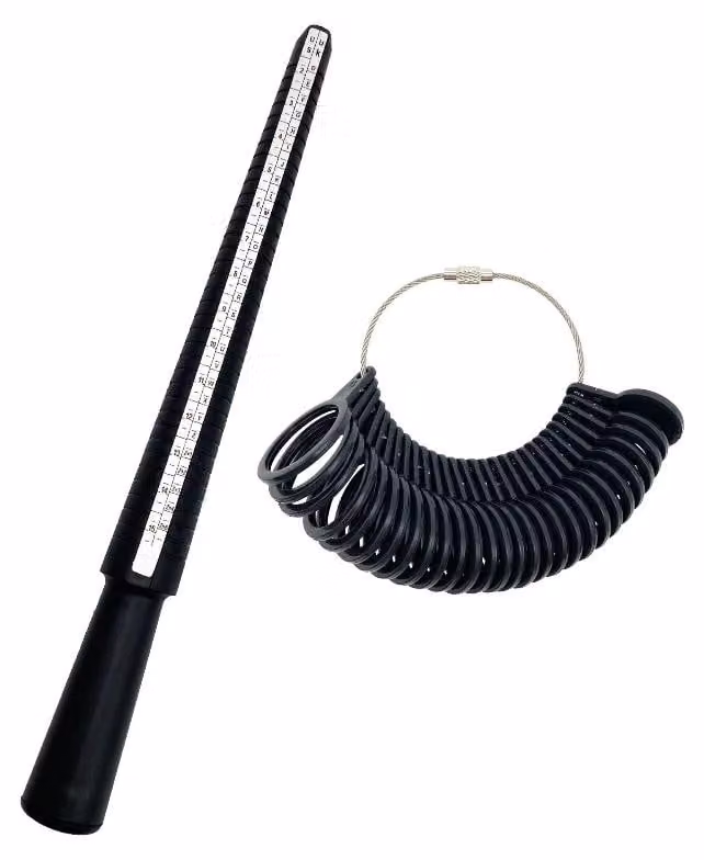 Misuratore di anelli, metallo resistente, misurazioni precise, colore nero