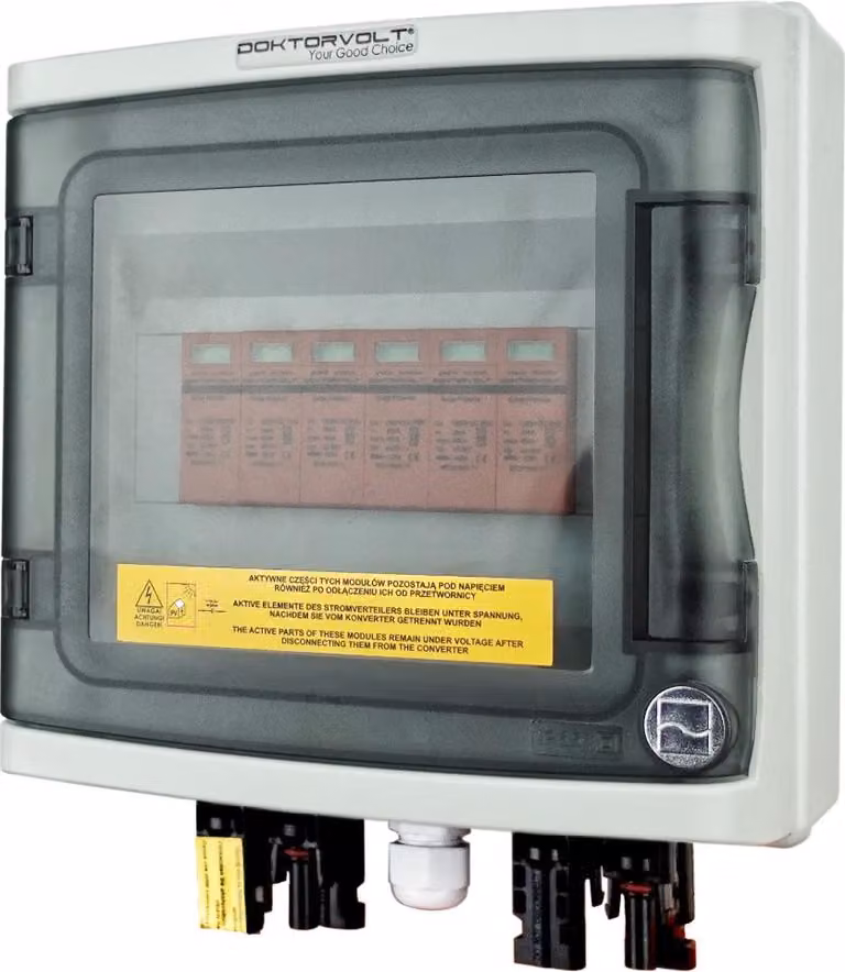 Scatola di giunzione solare DC 1000V 2x T1 T2 4mm Connettore IP65 Doktorvolt 4487