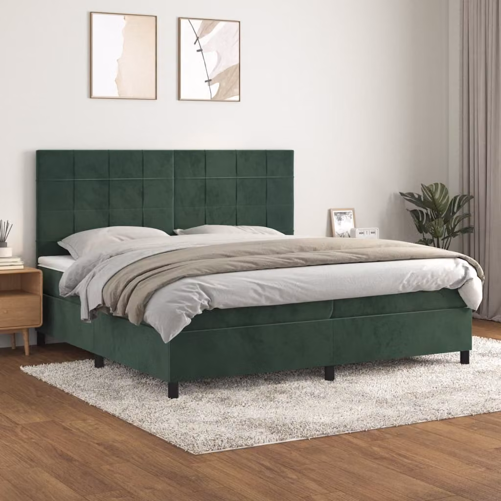 Maison Exclusive - Giroletto a Molle con Materasso Verde Scuro 200x200 cm Velluto