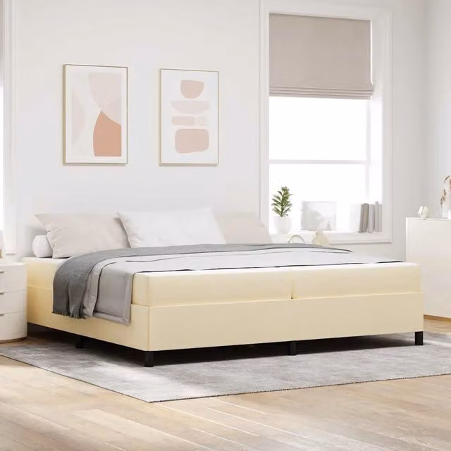 Letto a molle moderno vidaXL in tessuto beige con molle a tasche L/P/H: 200 x 200 x 35 cm