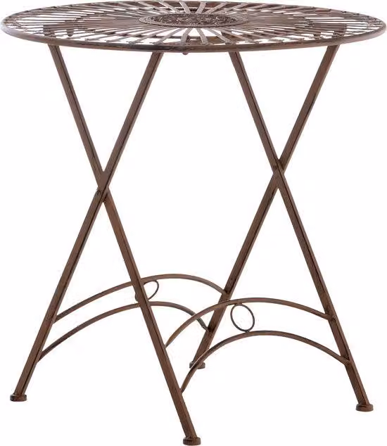 Tavolo in metallo marrone 71x71x71 cm, resistente alle intemperie, per 4 persone