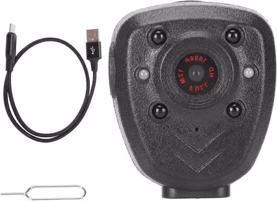 Body Cam Portatile con Registrazione Video HD 1080P, Visibilità Notturna e Impermeabilità, Colore Nero, 32 GB