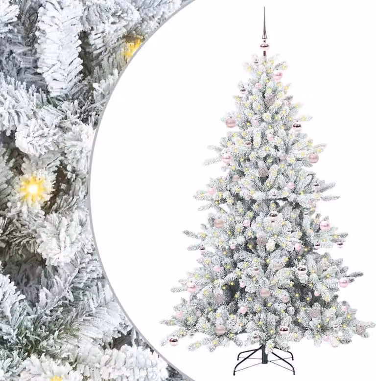 Albero di Natale Artificiale con Rami Pieghevoli Bianco 210 cm