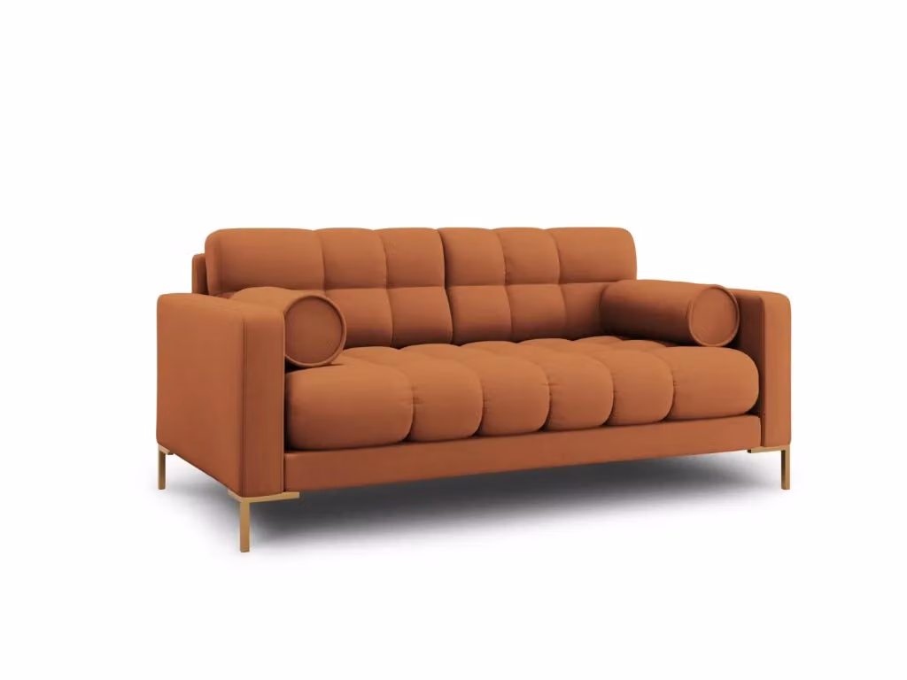 Divano 2 posti Bali di Cosmopolitan Design in tessuto strutturato colore arancione con cuscini inclusi L: 152 cm, P: 75 cm, H: 92 cm – 2