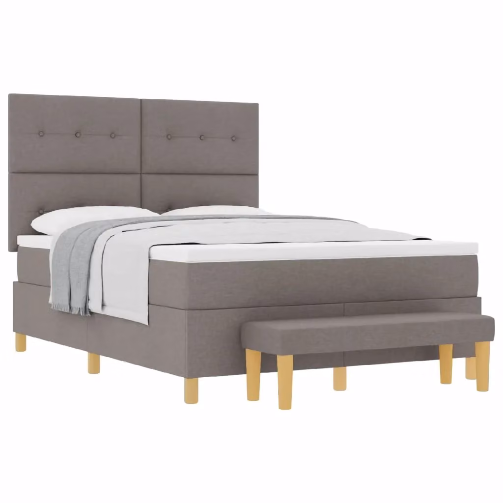 Letto a molle con testiera Talpa vidaXL in tessuto beige o grigio L: 140 cm, P: 200 cm, H: 128 cm – 2
