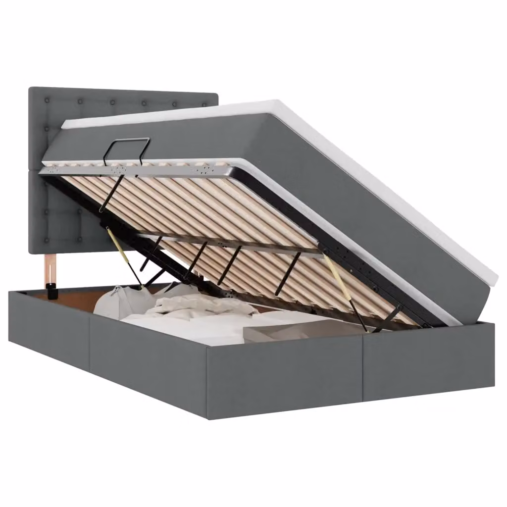 Letto con contenitore e materasso vidaXL Grigio Scuro L/P/H: 200 x 120 x 66 cm con illuminazione LED e porte USB – 2