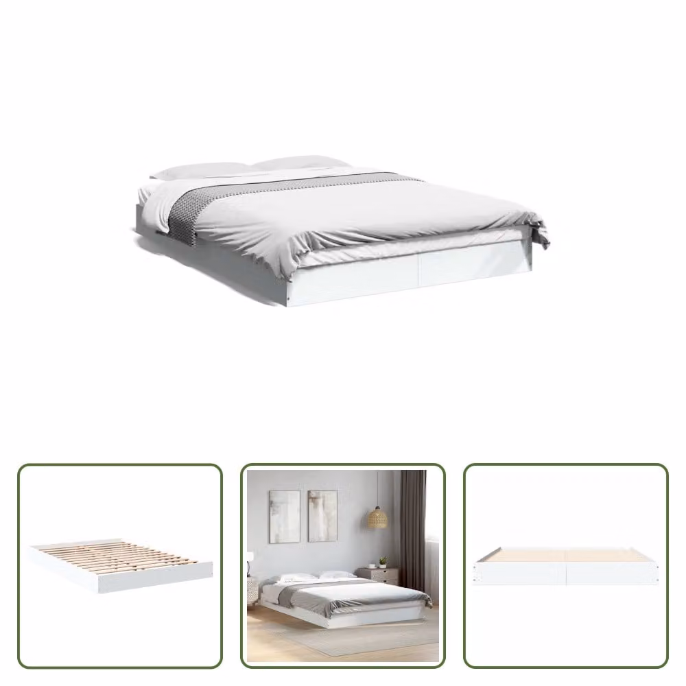 The Living Store Struttura letto bianca 140x200 cm in materiale ligneo
