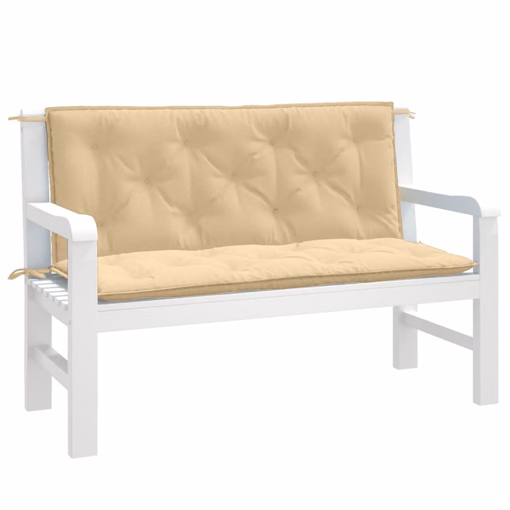 Set di 2 cuscini per panca da giardino vidaXL in tessuto beige mélange, L 120 cm x P 50 cm x H 7 cm