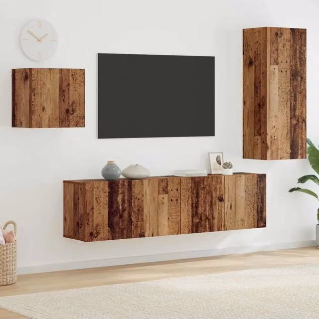Mobile TV 4 pz-Mobile per TV-Credenza TV Legno vecchio Legno multistrato 844725