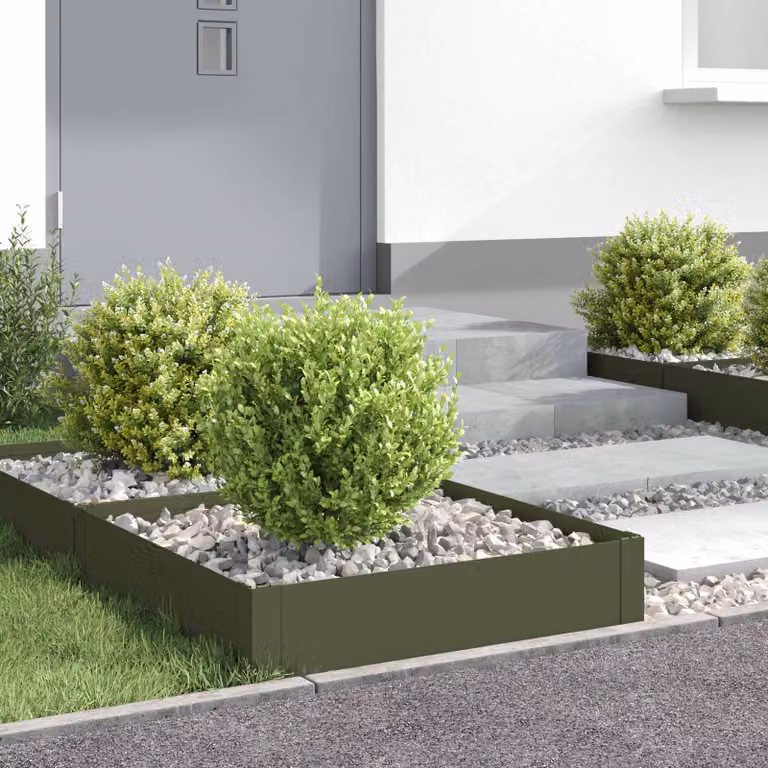 Set di 4 bordure per prato vidaXL in acciaio colore verde oliva L 60 x P 60 x H 20 cm