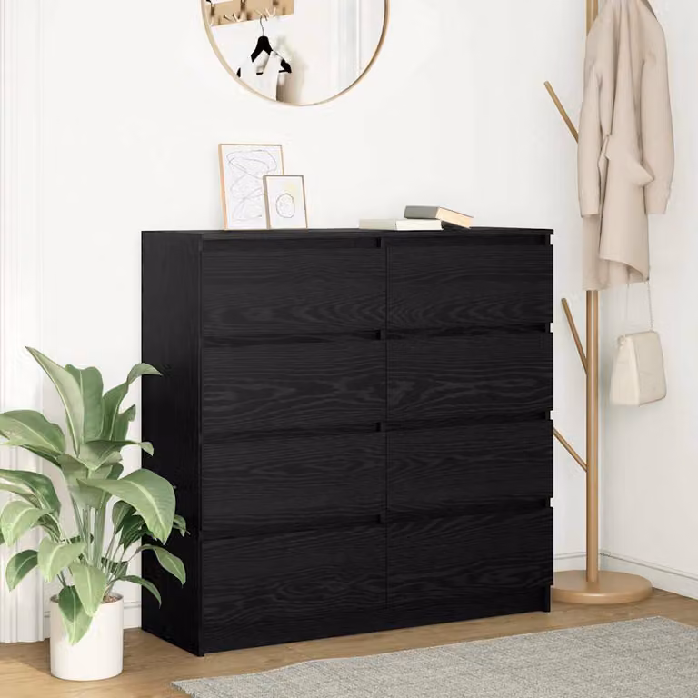 Credenza vidaXL in legno multistrato e MDF, colore nero opaco, L 100 cm x P 35 cm x H 99 cm