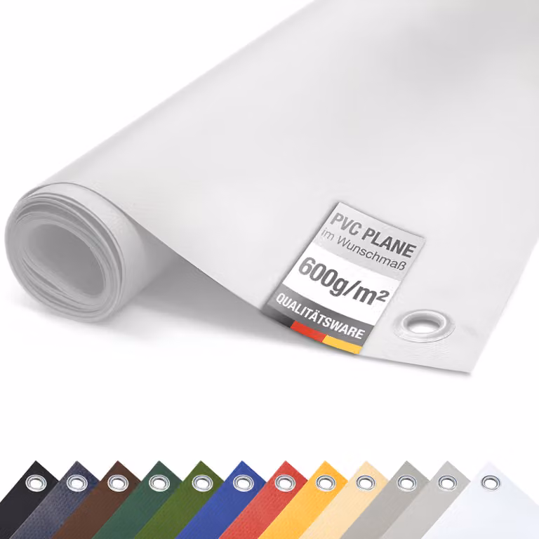 Telone per camion in PVC 600g/m² con occhielli Telone protettivo opaco (bianco, 2,5m x 1m)