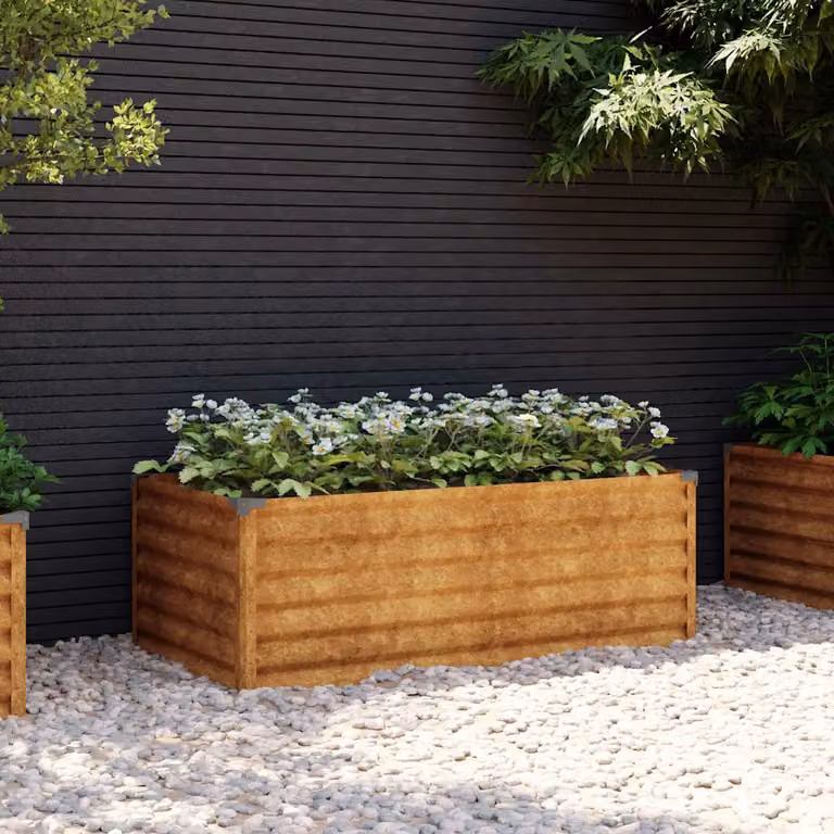 Letto rialzato da giardino vidaXL in acciaio Corten color marrone L: 100 cm, P: 50 cm, H: 36 cm