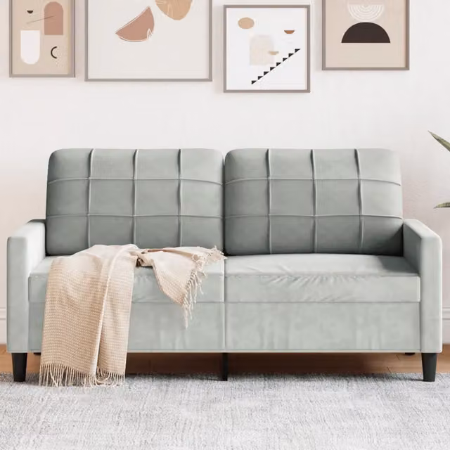 Divano a 2 Posti-Sofa 2 Posti Grigio Chiaro 140 cm in Velluto 354525
