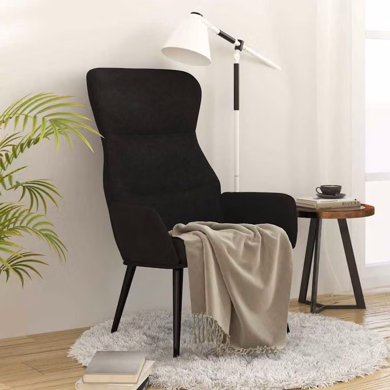 Sedia Relax vidaXL Nera con Braccioli e Struttura in Metallo