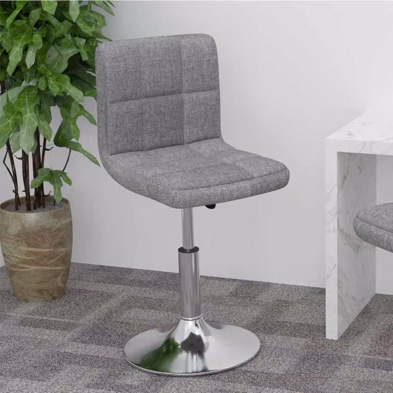 Sgabello da Bar Girevole vidaXL in Tessuto Grigio con Base in Metallo e Plastica
