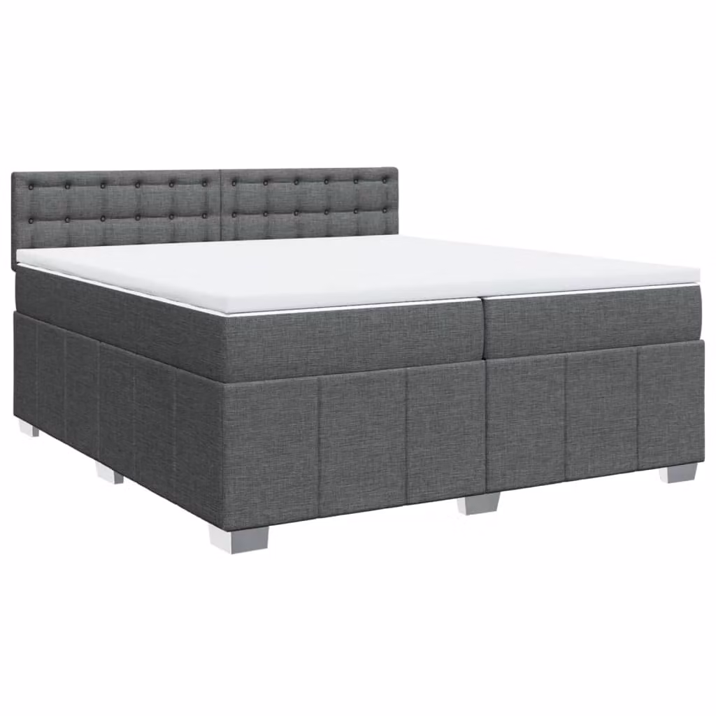 Giroletto a Molle con Materasso Grigio Scuro 200x200 cm Tessuto