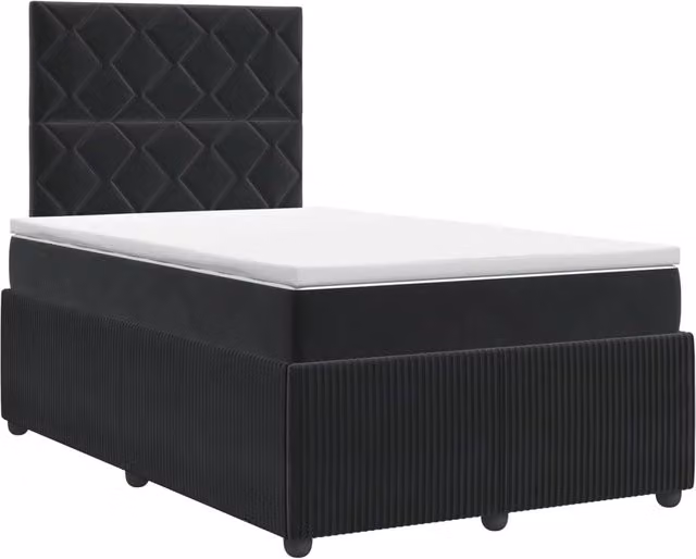 Letto box spring con materasso ibrido vidaXL in velluto nero L/P: 120 x 200 cm