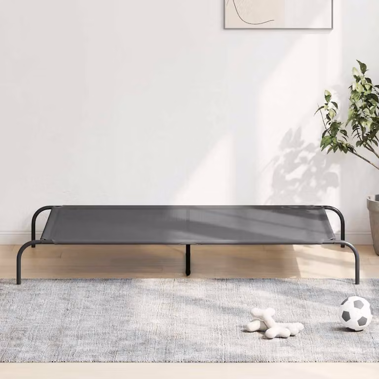 Cuccia per cani rialzata vidaXL in tessuto grigio e metallo L: 150 cm, P: 90 cm, H: 20 cm