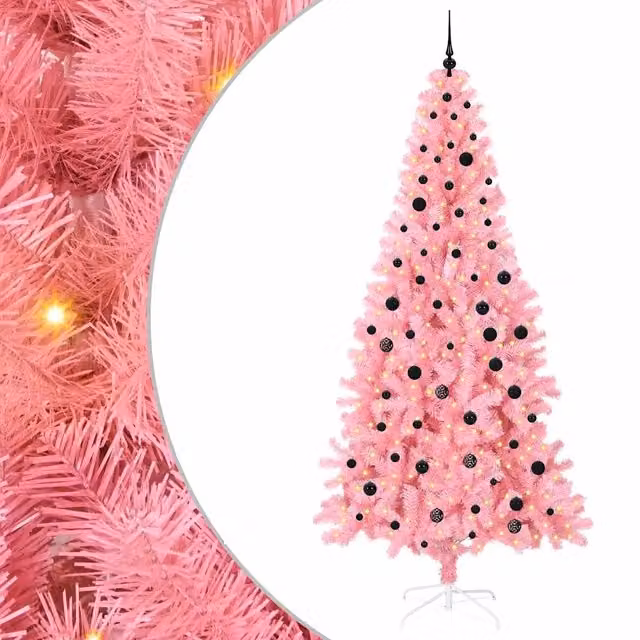 Albero di Natale con 300 LED con supporto-Luci decorative natalizie Rosa 240 cm PVC 472394