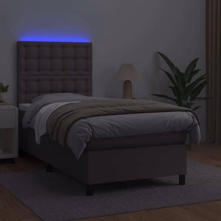 Maison Exclusive - Giroletto Molle con Materasso e LED Grigio 90x190cm Pelle finta