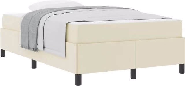 Letto matrimoniale | Letto per adulti | Struttura del letto con materasso Crema 120 x 200 cm Tessuto
