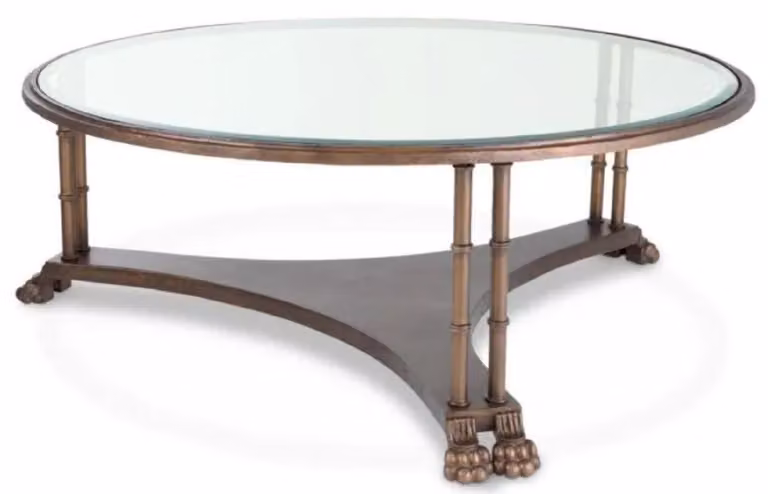 Casa Padrino tavolino barocco con piano in vetro bronzo Ø 96 x H. 36,5 cm