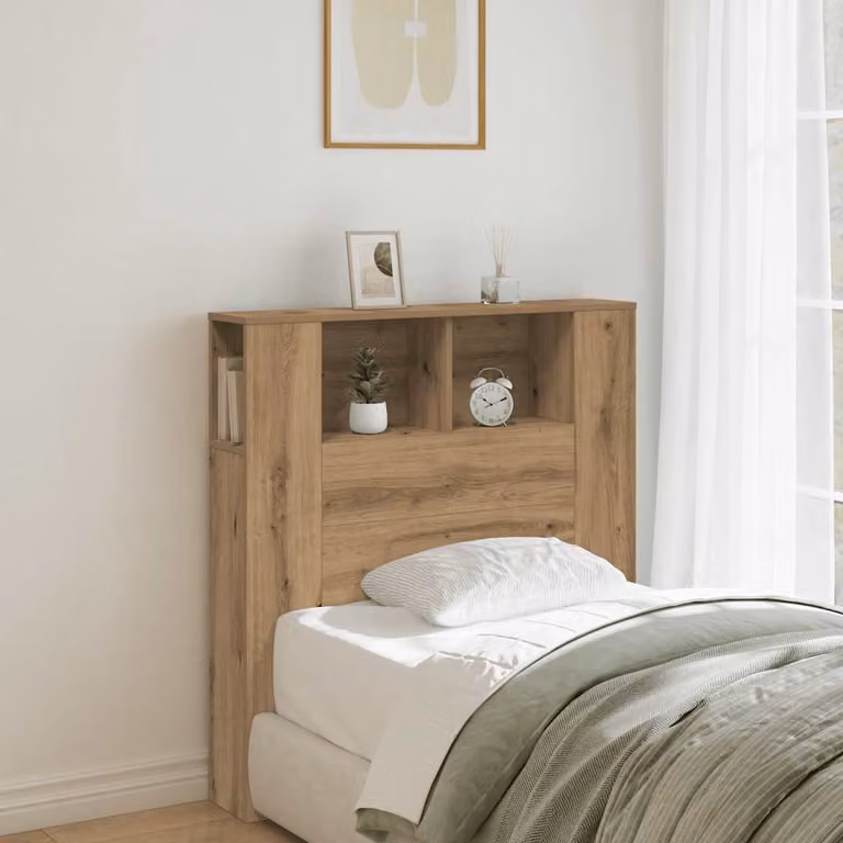 Testiera con Contenitore Artigianale vidaXL in Legno Multistrato Marrone L: 100 cm, P: 18,5 cm, H: 102,5 cm
